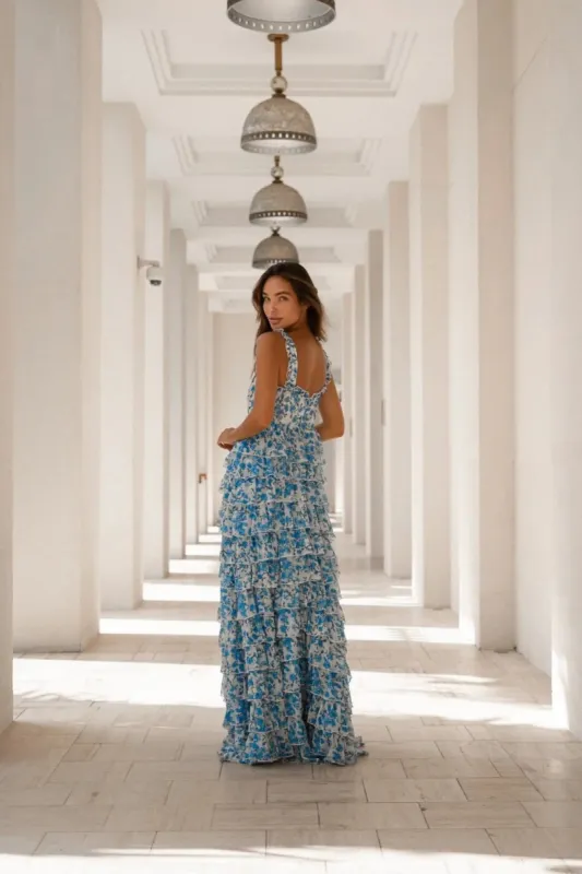 Blue Waterfall Dress sold by Anne Louise Boutique