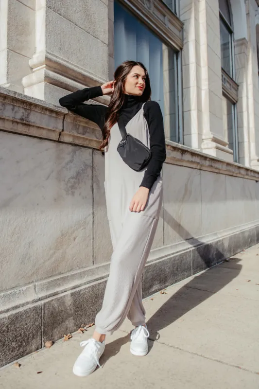 Illa Illa Ribbed Knit Onesie Jumpsuit for Women in Grey | P1738-SMOKE sold by Glik’s
