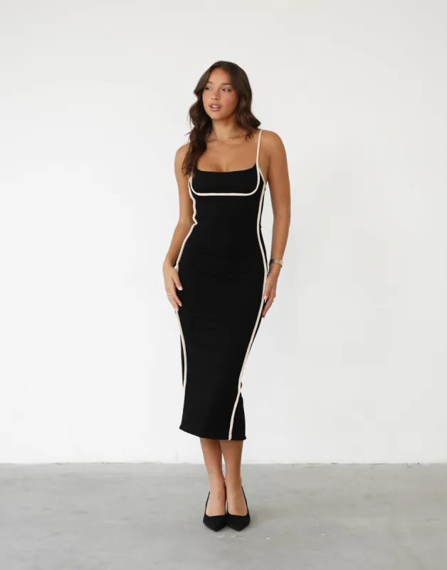 Kelli Midi Dress (Black) sold by Charcoal Clothing