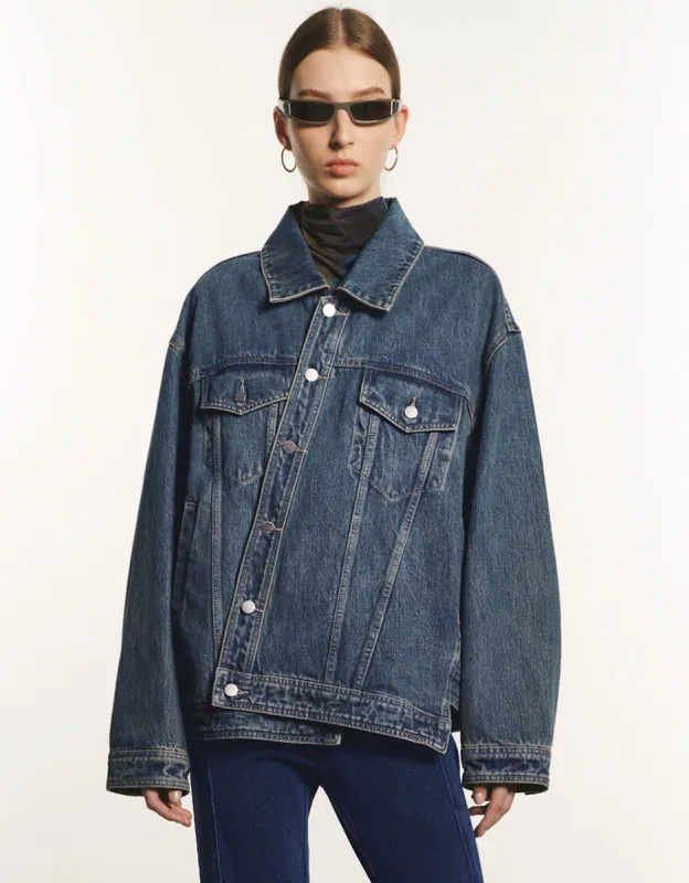 Drop Shoulder Sleeve Denim Jacket sold by Urban Revivo