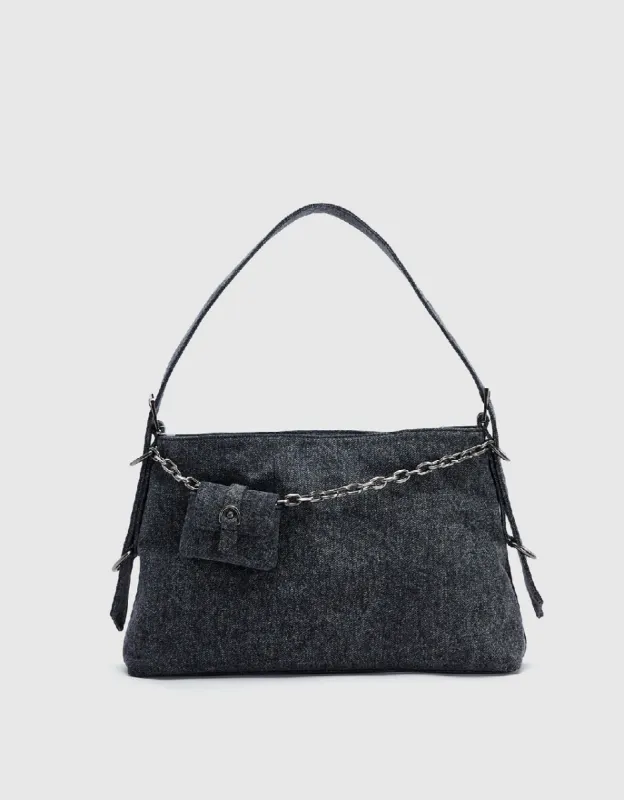 Denim Shoulder Bag With Pouch sold by Urban Revivo