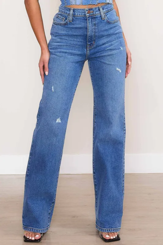 High-Rise Straight Jeans sold by Vibrant