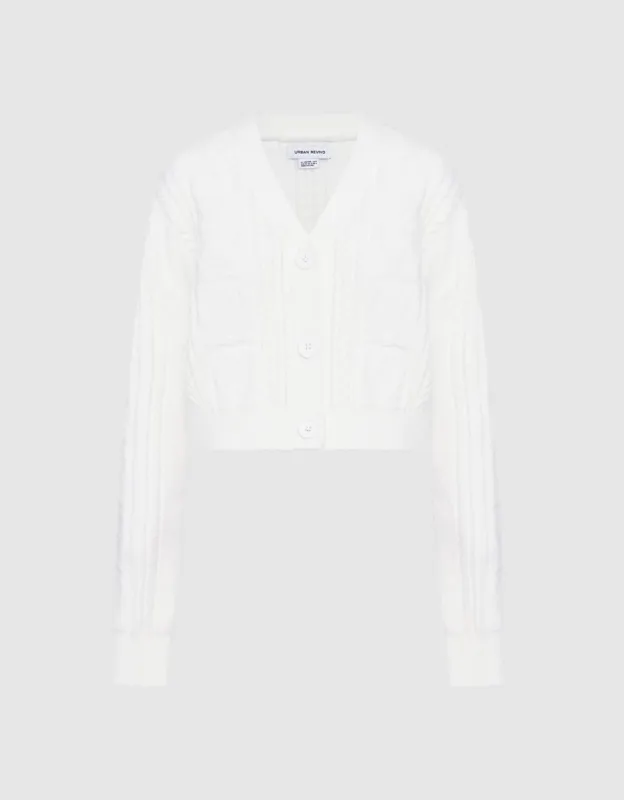 Cable Knit Button Up Cardigan sold by Urban Revivo