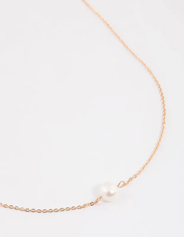 Gold Freshwater Pearl Necklace sold by lovisa