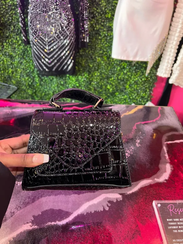 Her Mini Croc Bag - Black sold by Sassyluxe