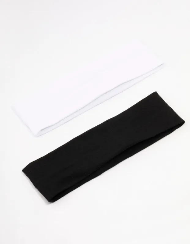 Black & White Stretchy Fabric Headband Pack sold by lovisa