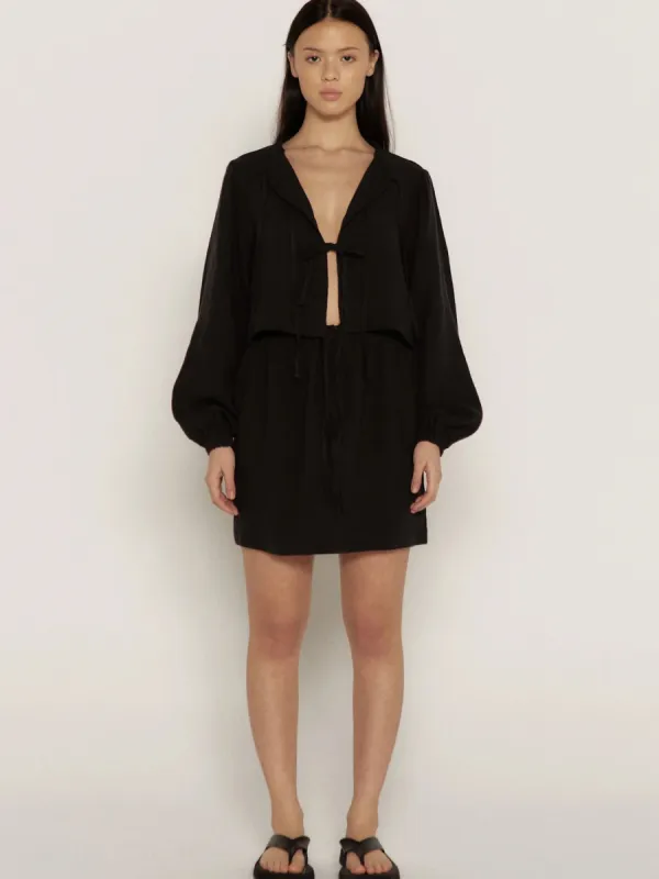 Boheme Goods | the Mini Skirt - Black Linen sold by Fort