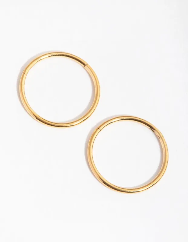 24 Carat Gold Plated Surgical Steel Fine 10mm Sleeper Earrings sold by lovisa