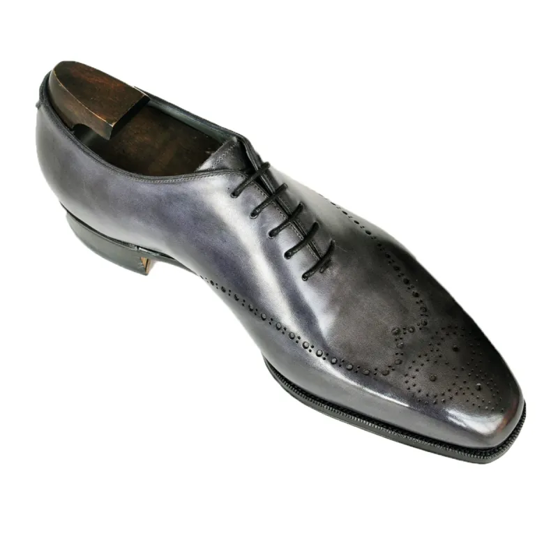 Height Increasing Gray Black Leather Tycoon Oxford Shoes sold by Costoso Italiano