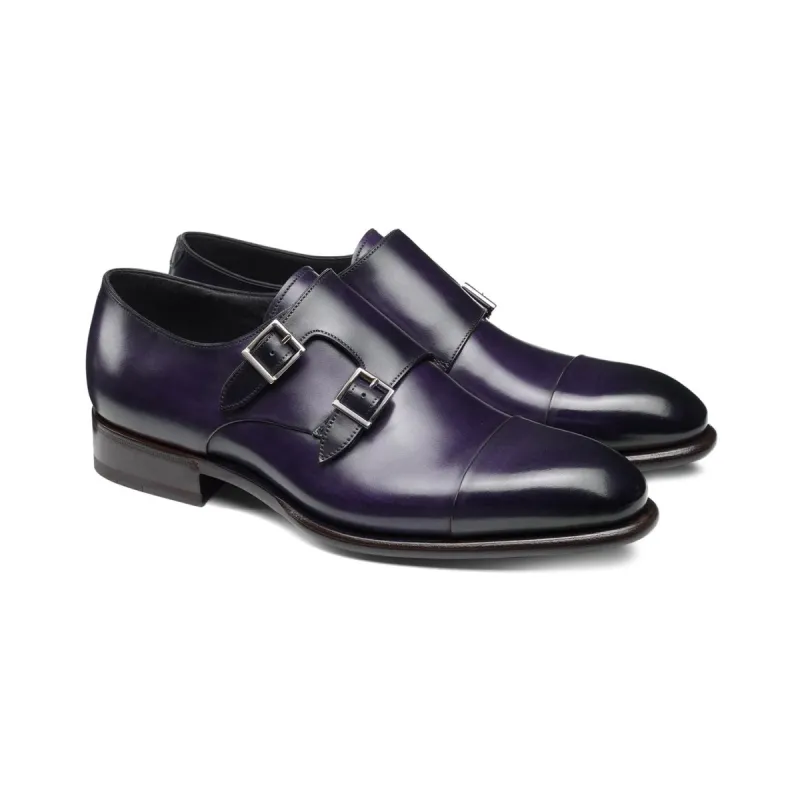 Height Increasing Purple Leather Castle Monk Straps sold by Costoso Italiano