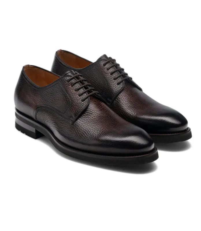Brown Leather Scripton Chunky Derby Shoes sold by Costoso Italiano