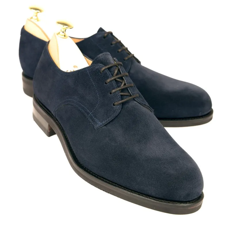 Navy Blue Suede Holstein Derby Shoes sold by Costoso Italiano