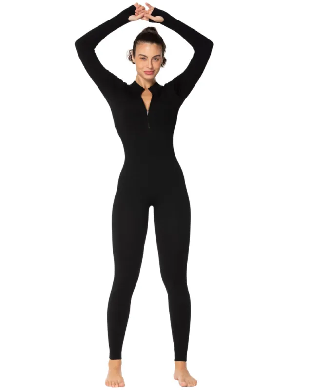 28" Striped Casual Yoga Sports Zip Jumpsuit sold by Sunzel