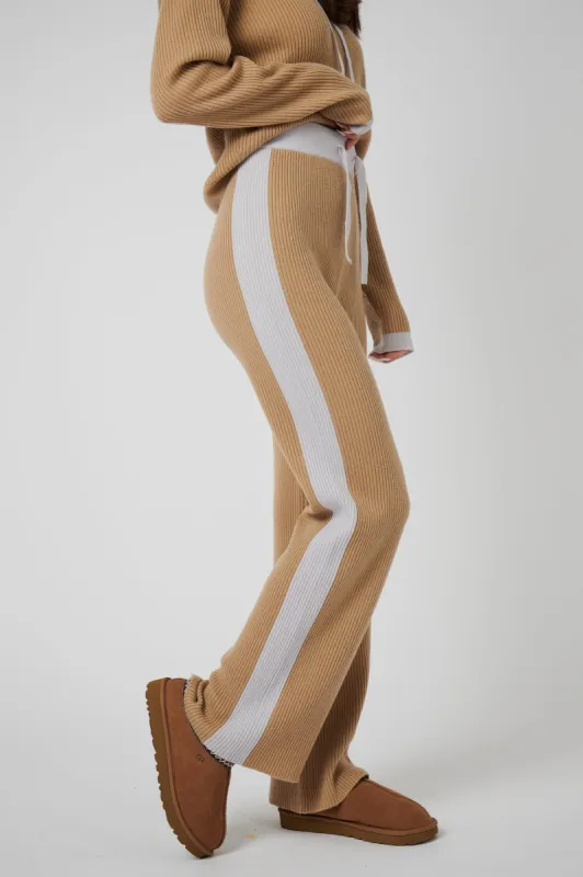 Wide Leg Cashmere Pants - Camel / Pearl Grey sold by My Sunday Ski