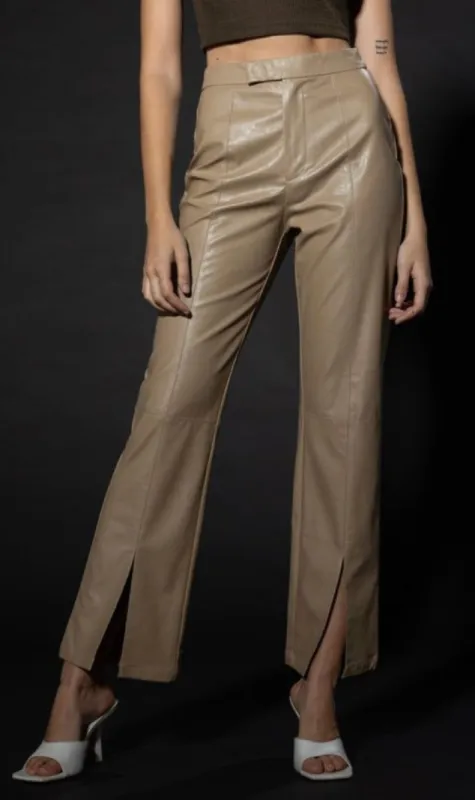 Leather Grid Front Slit Pants sold by U-NI-TY