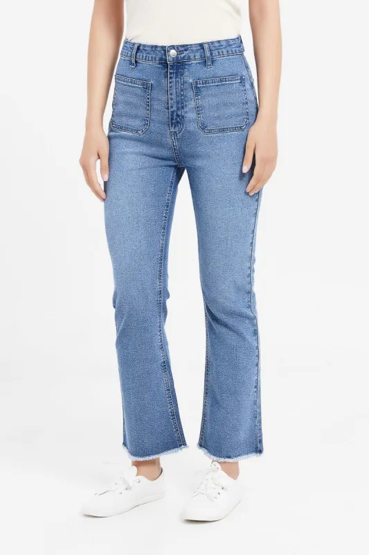 Women Blue High Waist Flare Jeans sold by Redtag