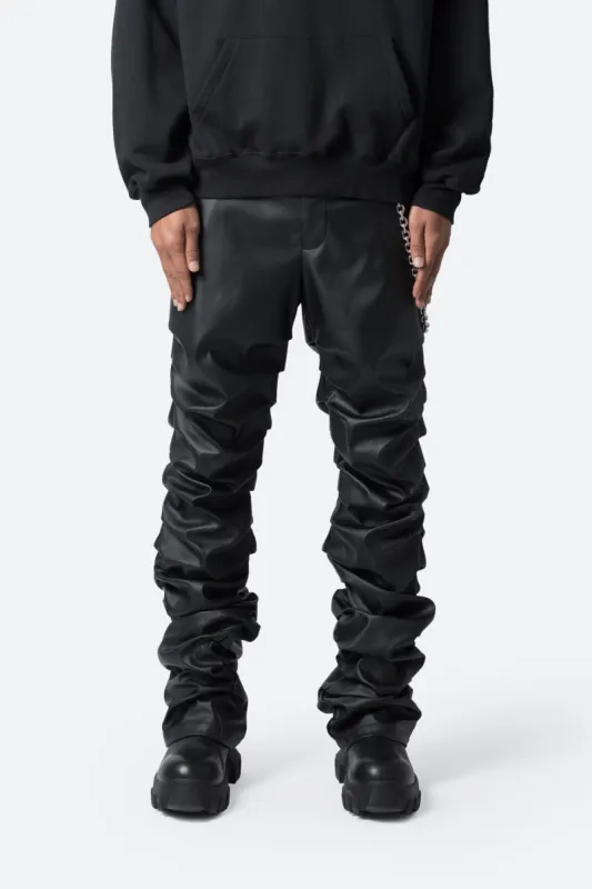 Stacked Leather Pants - Black sold by MNML