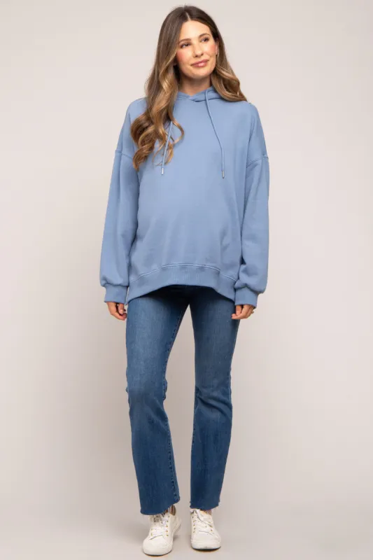 Blue Drawstring Maternity Hoodie sold by Pinkblush