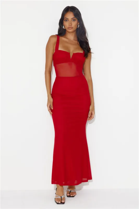 Fashion Finesse Mesh Maxi Dress Red sold by Hello Molly