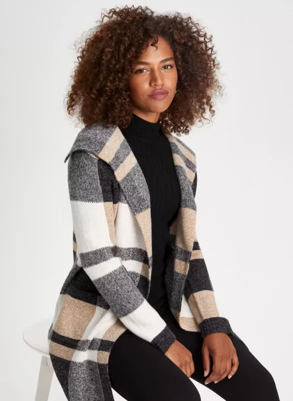Plaid Open Front Coatigan sold by Laura