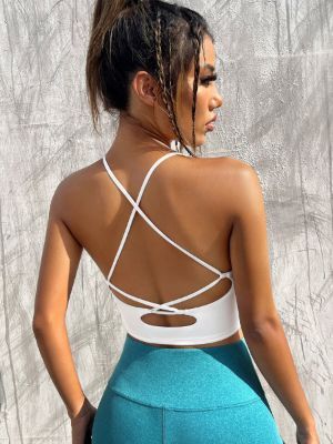 SHEIN Crisscross Backless Sports Cami Top sold by SHEIN