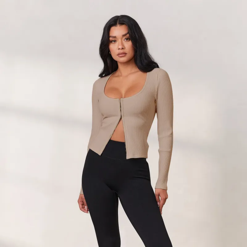 Cosy Hook and Eye Long Sleeve Top - Oat sold by Lounge Underwear