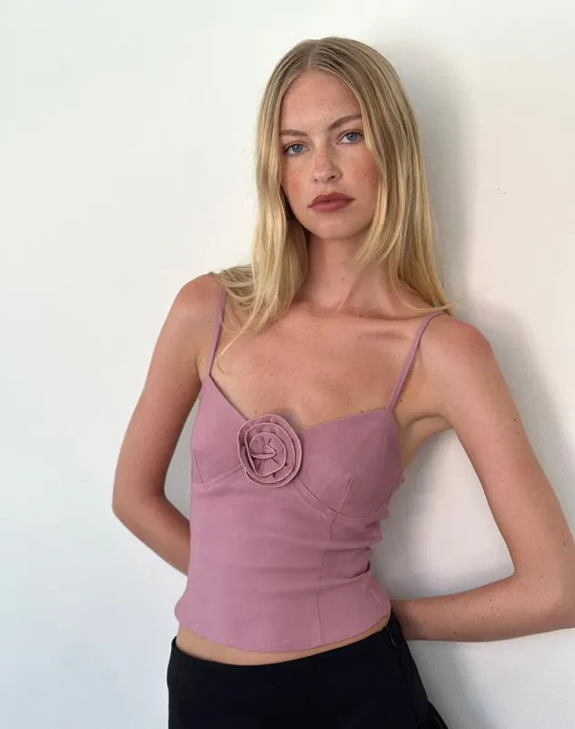 Indus Cami Top in Rosette Dusky Pink sold by Motel Rocks