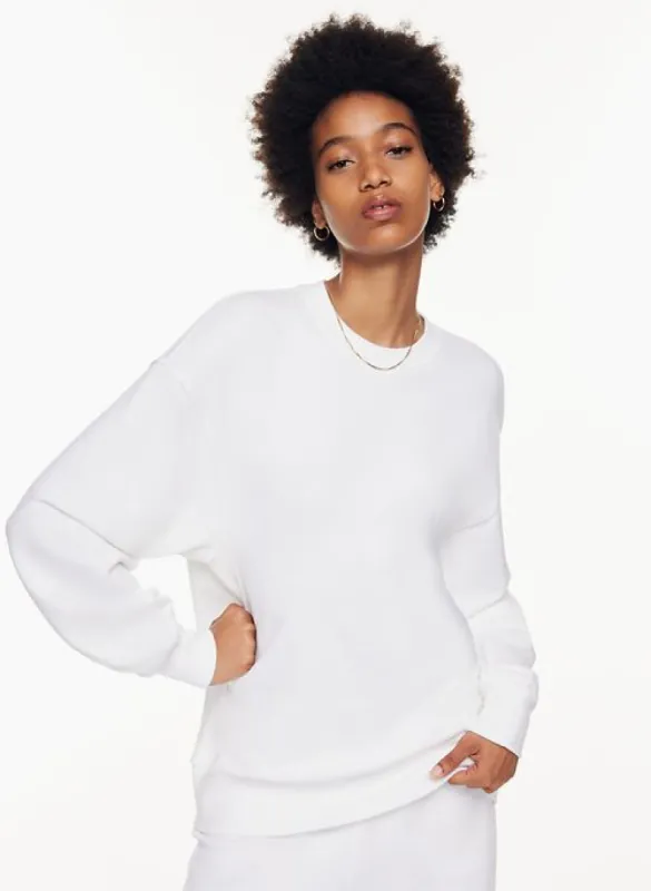 terry fleece boyfriend crew sweatshirt sold by Aritzia