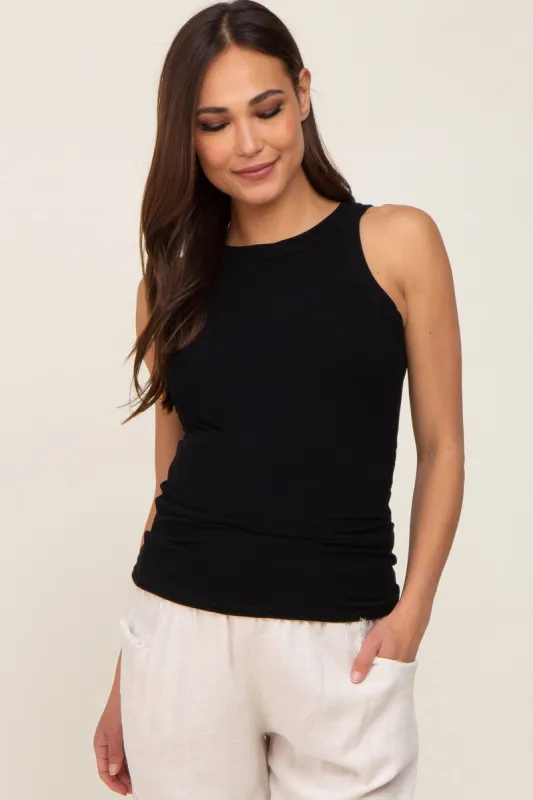 Black Ribbed Basic Maternity Tank Top sold by Pinkblush