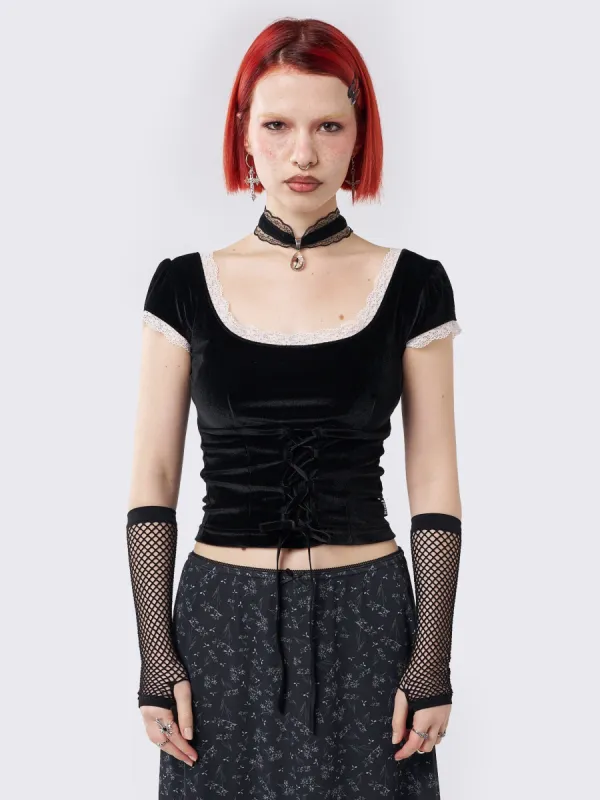 Laurel Velvet Corset Top sold by Minga London