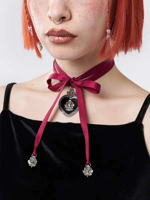 Pandora Heart Satin Ribbon Choker sold by Minga London