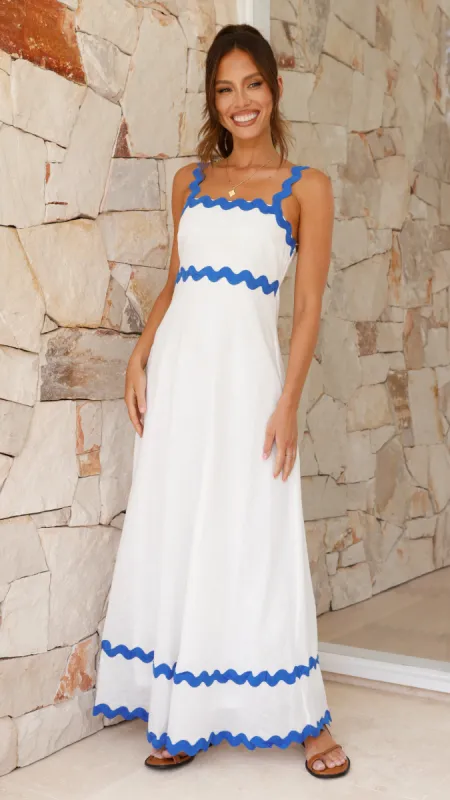 Daleyza Maxi Dress - White / Blue sold by Billy J