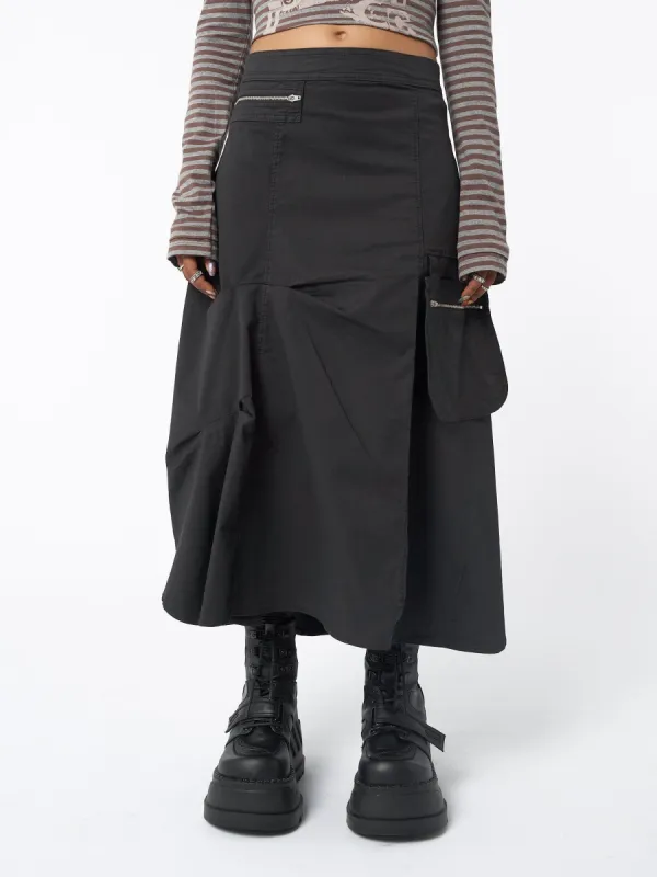 Lexi Black Tech Cargo Maxi Skirt | Parallel