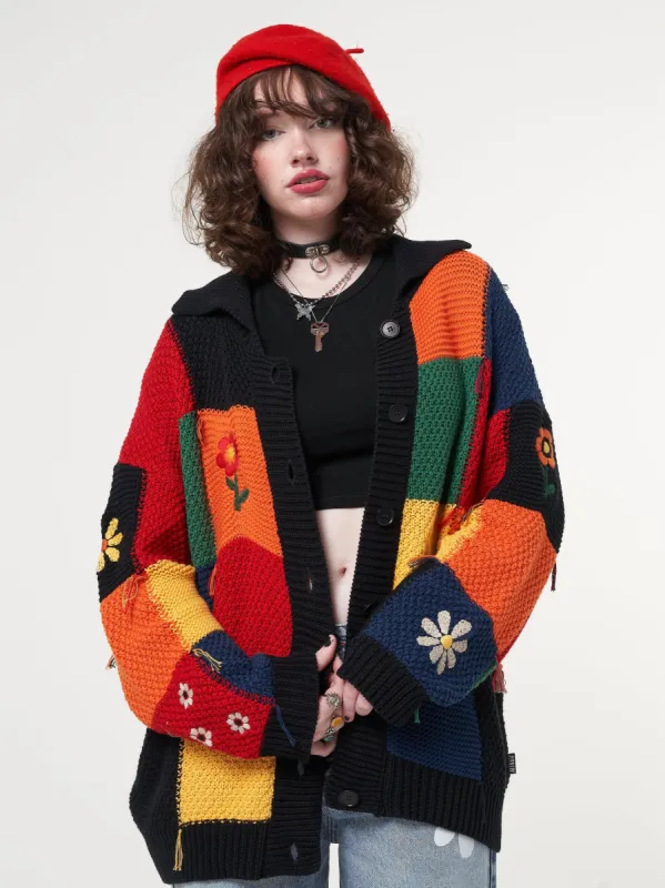 Rainbow Patchwork Cardigan sold by Minga London