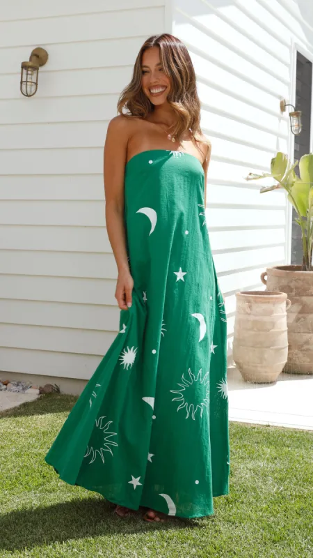 Connie Maxi Dress - Green/White sold by Billy J
