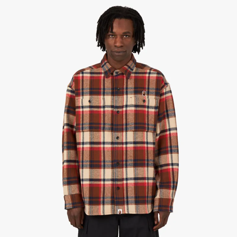 【ちー】BAPE ベイプ 初期 チェッカーフラッグ　ニット セーター BAPE Check Ape Head One Point Flannel Shirt / Red | Parallel
