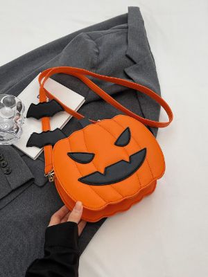 Pumpkin Shaped Novelty Bag Cute Cartoon Crossbody Bag Funny Quirky Handbag Shoulder Purse 1pc Fashionable Pumpkin Shaped Single Shoulder Crossbody Bag, Perfect For Festival Gifting To Young Girls sold by SHEIN