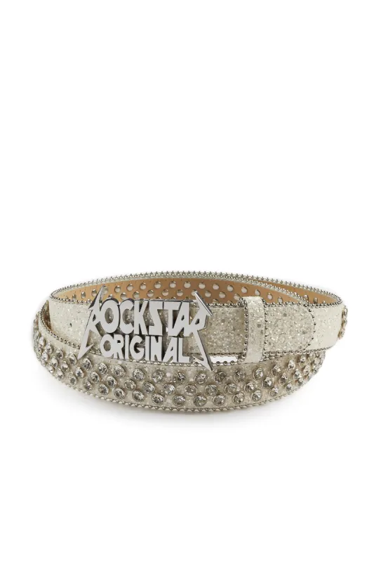 Jazlynn White/Silver Rhinestone Belt sold by Rockstar Original