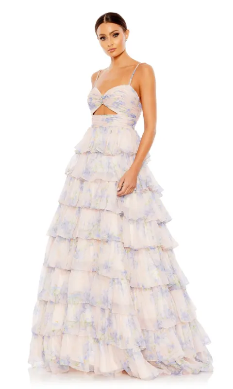 Violet Print Prom Ball Gown: Mac Duggal 67966 sold by PromGirl