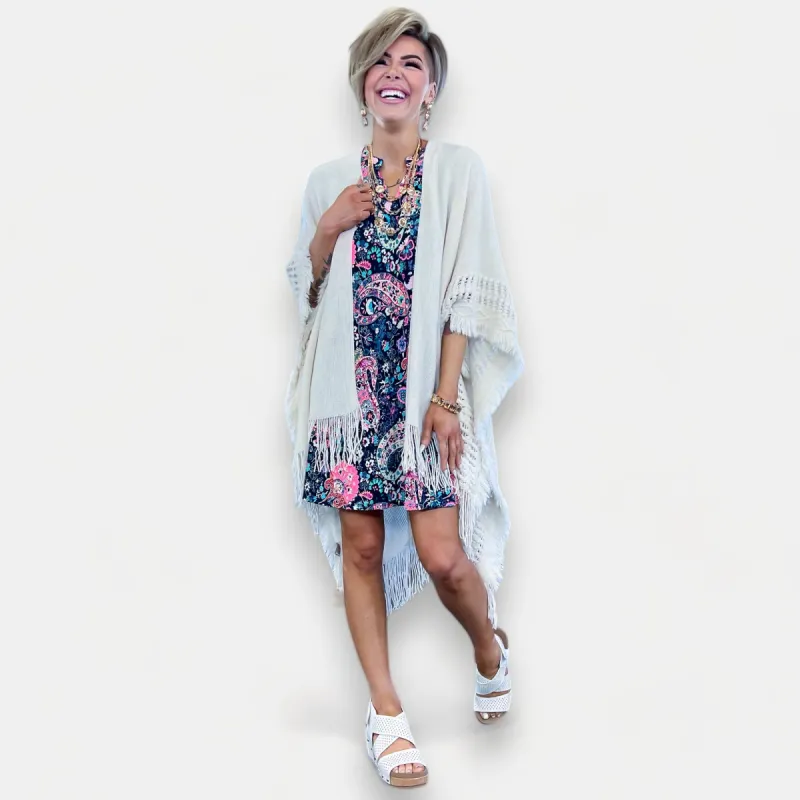 Ivory Fringe Knit Cardigan sold by ZZs