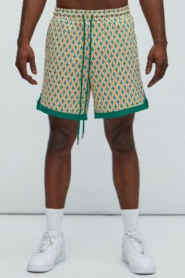 Rushmore Knit Warmup Shorts - Green/combo sold by Fashion Nova
