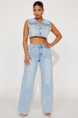 Shine Bright Denim Pant Set - Light Wash | Parallel