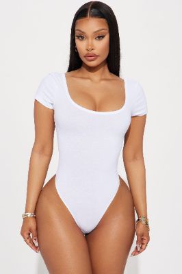 Tatiana Scoop Neck Bodysuit - White sold by Fashion Nova