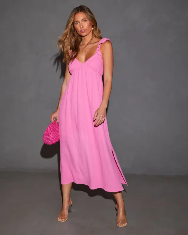 Melia Flutter Sleeve Midi Dress sold by Vici