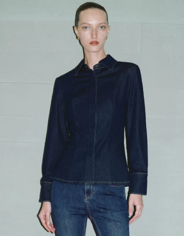 Lapel Denim Shirt sold by Urban Revivo