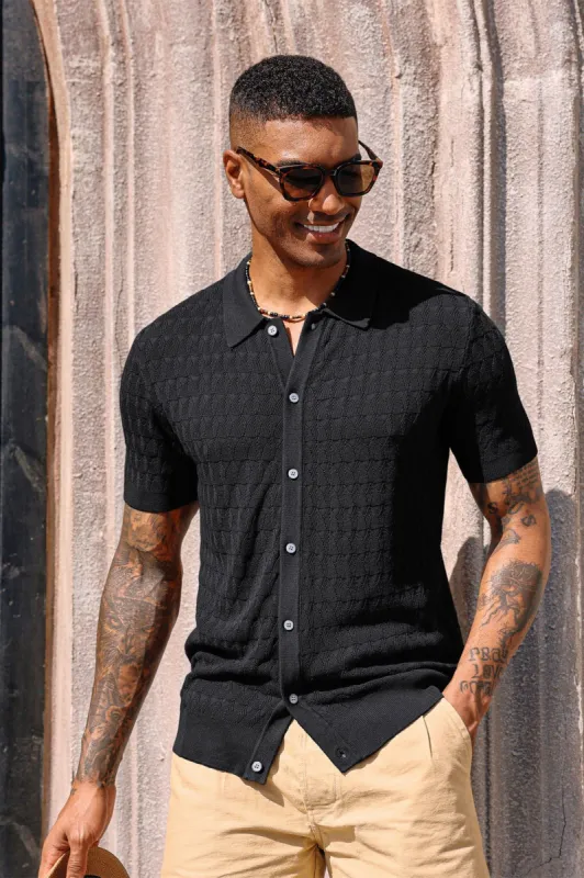Men's Knit Polo Shirts Short Sleeve Lightweight Casual