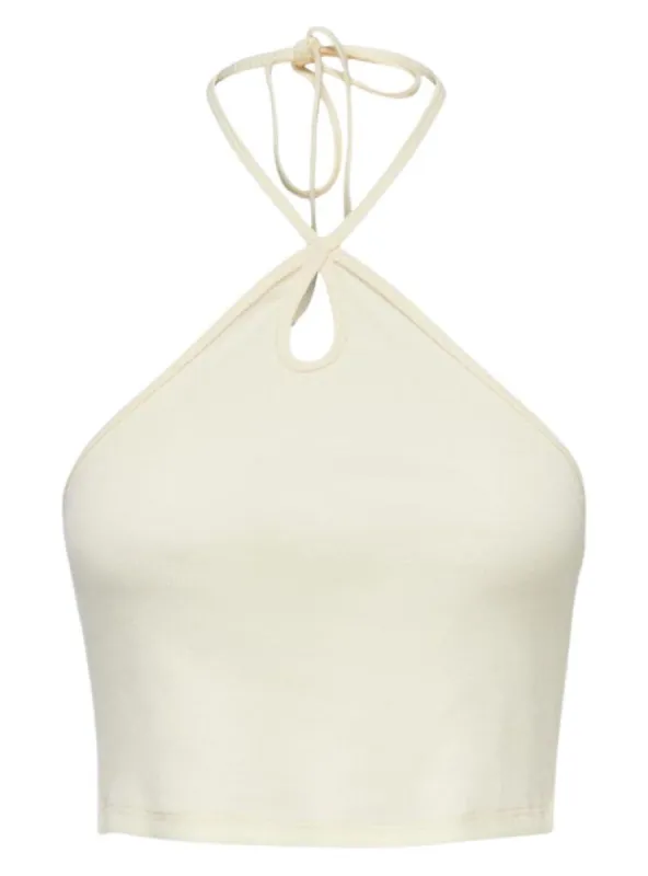 HALTER NECK RIBBED CROPPED TOP sold by FBO