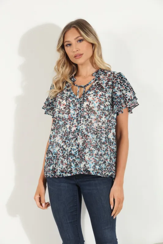 Lucila Short Sleeve chiffon Blouse sold by Veronica M