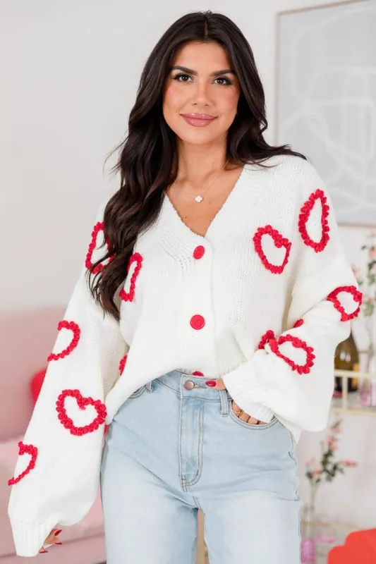 Better Together Ivory Heart Embroidered Cardigan FINAL SALE sold by Pink Lily