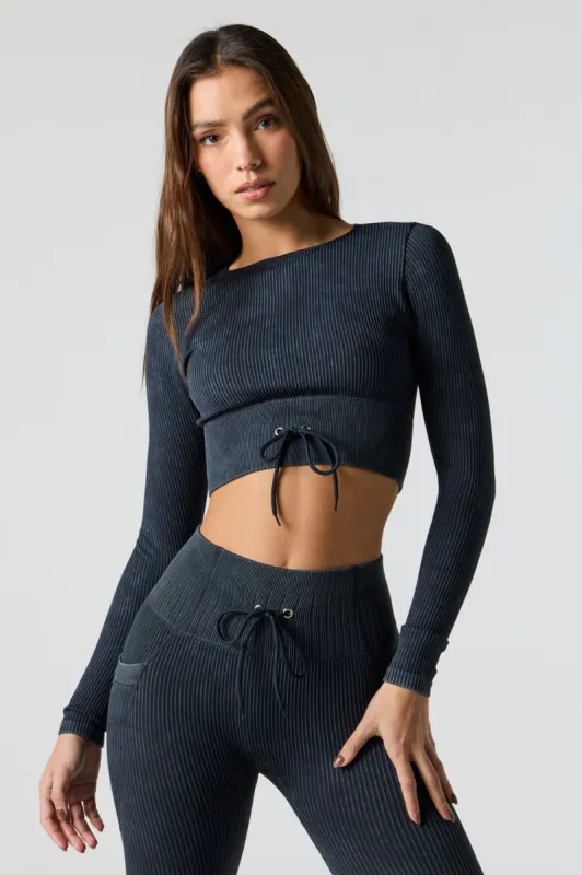 Haut Sommer Ray côtelé délavé sans couture avec taille coulissante sold by Urban Planet